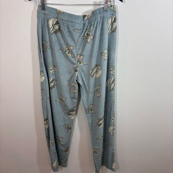 Star Wars Baby Yoda Fleece Elastic Waste Drawstring Pajama Pants Medium Soft - Picture 5 of 12